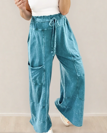 Teagan Raw Hem Pants - Lapis